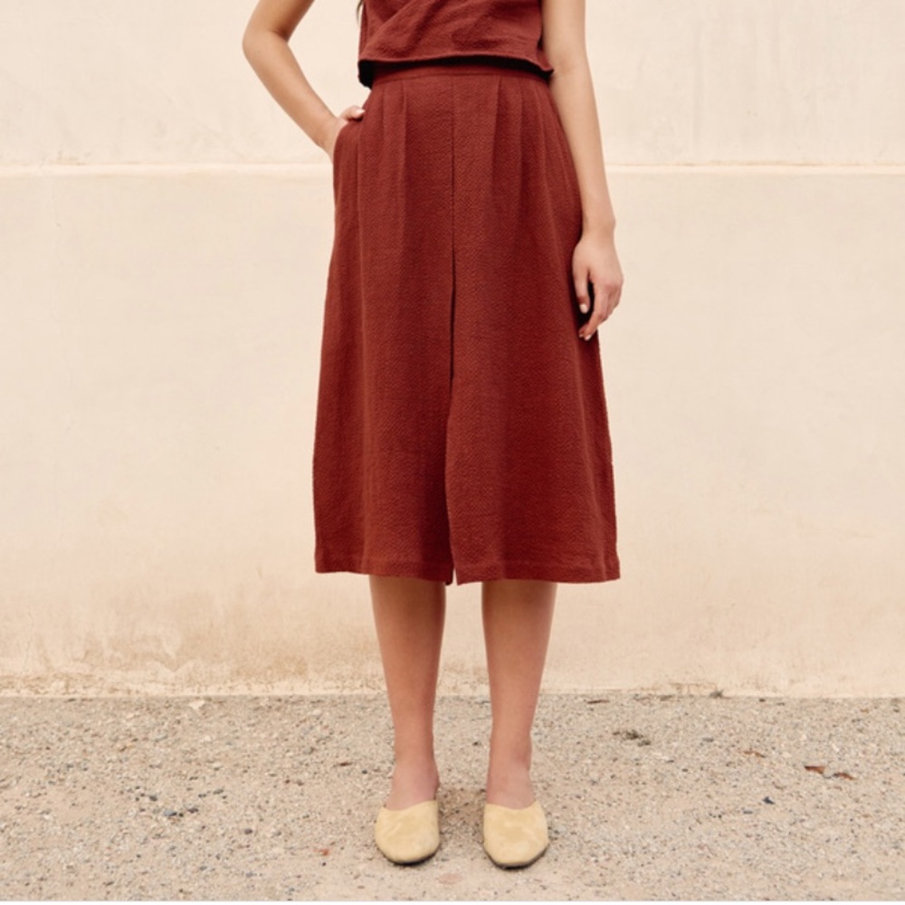 First Rite Pleated Skirt, Size Small, linen